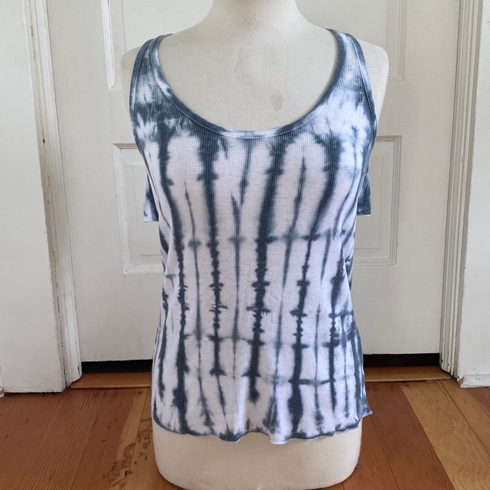 Chaser White Blue Tie Dye Racerback Tank Top Medium‎